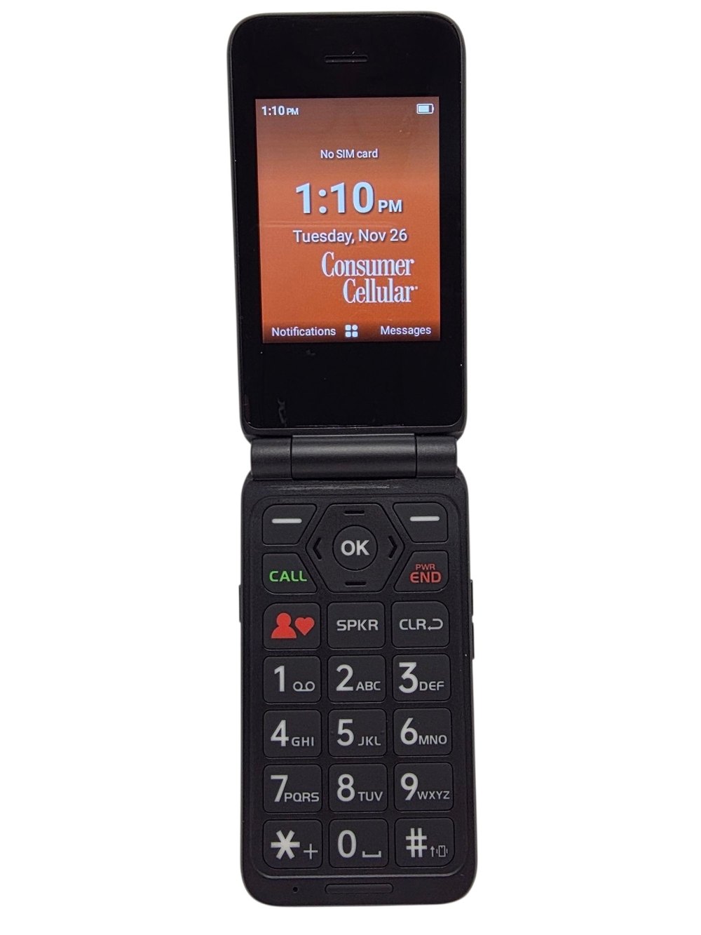 Consumer Cellular IRIS Easy Flip Cell Phone Only, Black Flip Style Phone